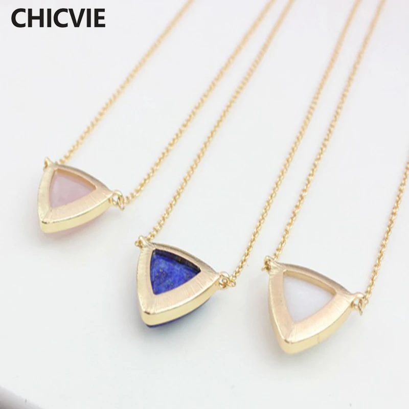 

Simple Geometric Natural Stone Necklaces Romantic Gold Plated Pendant Necklaces for women Elegant Statement Necklace SNE160225
