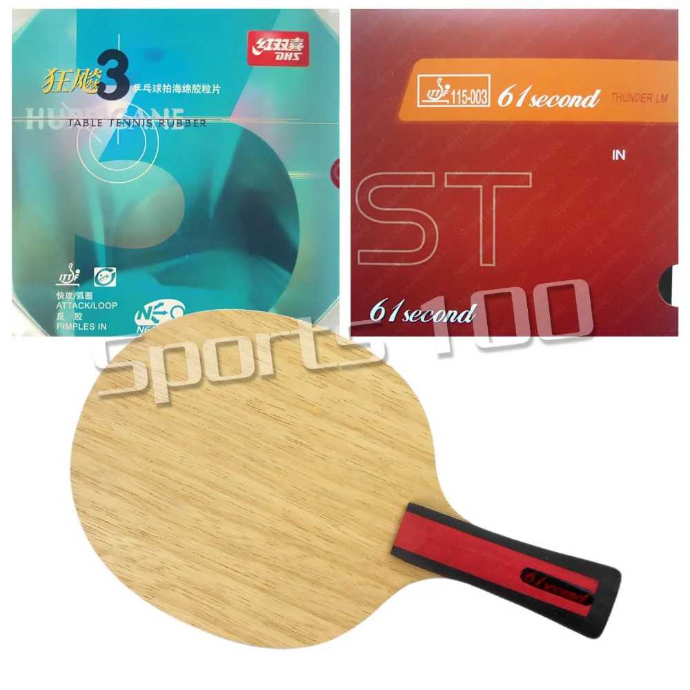 Pro Combo Racket 61second 3004 Shakehand with LM ST and DHS NEO Hurricane 3 with a free small case