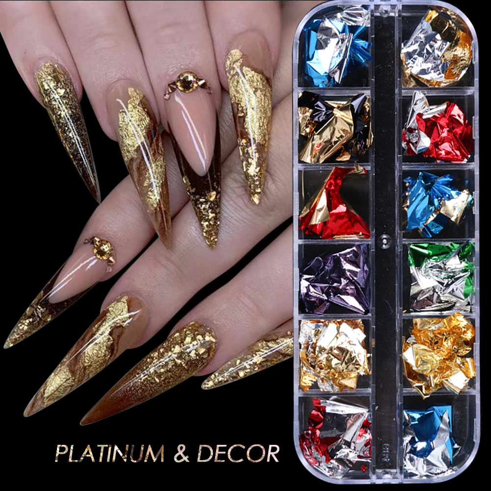 

3D Irregular Holo Glitter Nail Flakes Sequins Powder Mirror Paillette Mix Color Manicure Chameleon Nail Decoration Tips SA950