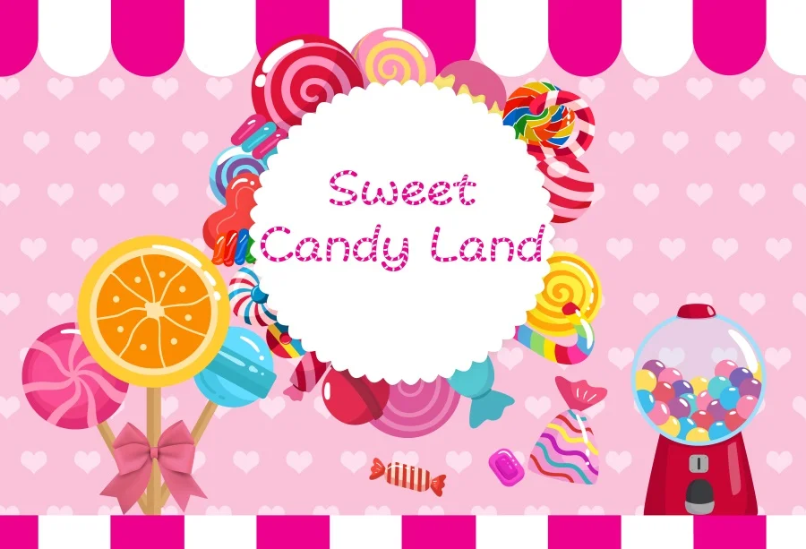 

Laeacco Pink Princess Backdrops Birthday Party Candy Lollipops Dessert Baby Cartoon Photo Backgrounds Photocall Photo Studio