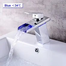 Светодиодный кран для раковины в ванной комнате, 3 цвета, меняющийся водопад, кран для раковины с одной ручкой и одним отверстием, смеситель для раковины