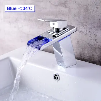 

LED Bathroom Sink Faucet 3 Colors Changing Waterfall ,Single Handle Single Hole Vessel Lavatory Faucet,Basin Mixer Tap