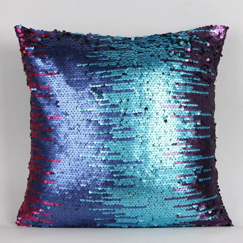 Reversible Sequin Pillow Magical Color Changing Throw Pillow Cover Home