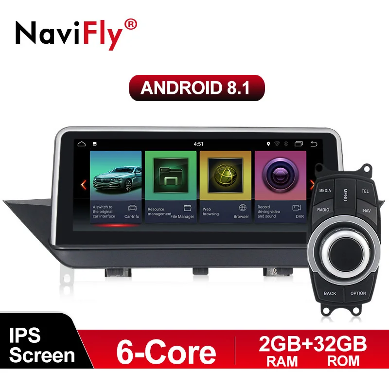 

NaviFly IPS screen 4G+64G Android car multimedia player for BMW X1 E84 2009-2015 with gps navigation Idrive Button WIFI BT 4G