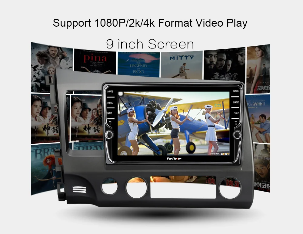 Flash Deal Funrover 2 din car multimedia dvd player android9.0 gps stereo for Honda Civic 2006-2011 4G+64G navigation tape recorder DSP LTE 14