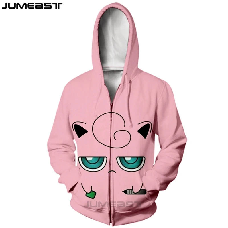 

Jumeast Brand Men/Women 3D Printed Cartoon Anime Jigglypuff Long Sleeve Jacket Sport Pullover Fashion Spring Zipper Hoodies