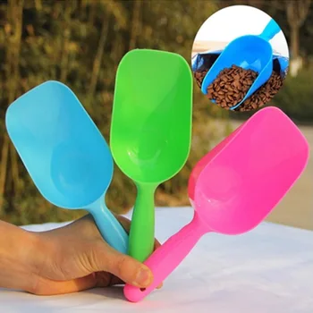 

New Cute Pet Dog Cat Bird Rabbit Food Feeder Bowl Scoop Shovel Tool Plaseic green blue pink 25*8*6cm pet feeding supplies tools