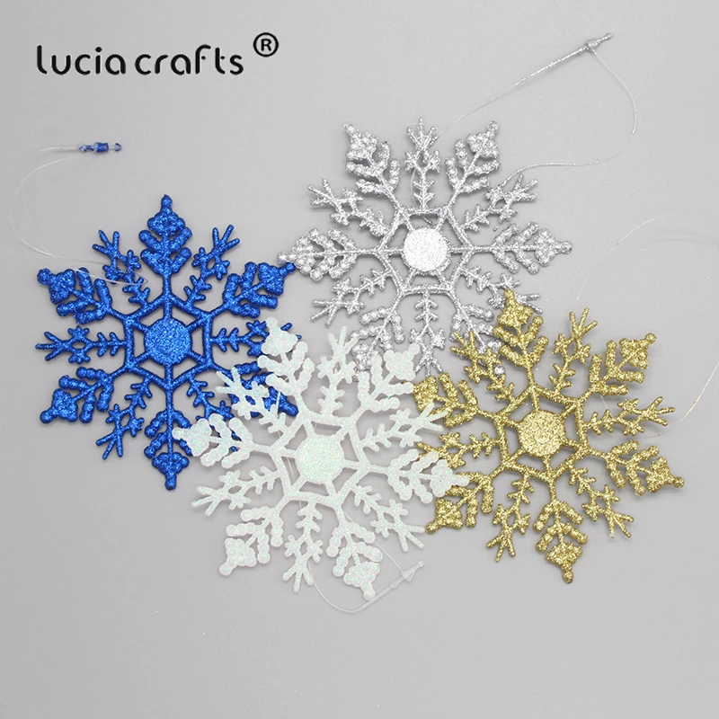 Lucia Crafts 2шт/8 шт пластиковые снежинки Рождественская елка кулон Рождественский орнамент DIY художественные вечерние украшения для дома и нового года H0215