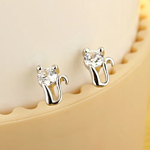 Женские серьги гвоздики из серебра 925 пробы с фианитом|stud earrings|accessories earringsaccessories