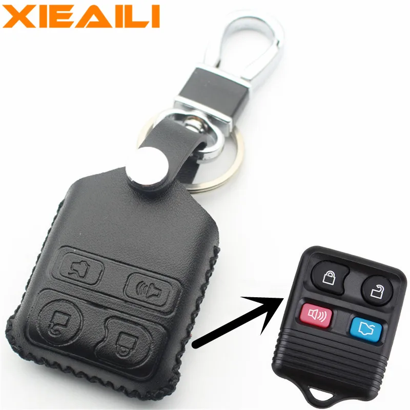 

XIEAILI Genuine Leather Remote Control 4Button Remote Key Case Cover For Ford Crown/Victoria/Escape/Expedition/Explore S106