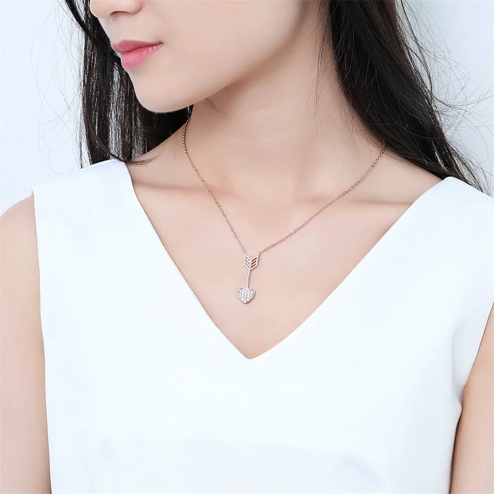 

Fashion Love Arrow Crystal necklace women jewelry personalized rose gold silver chain long pendant necklace gifts for women