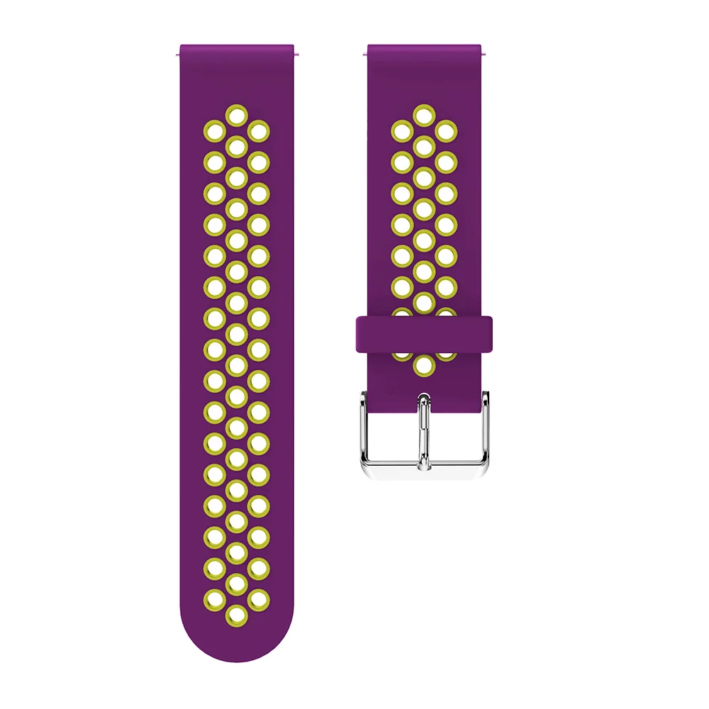 20 мм спортивный силиконовый ремешок для samsung Galaxy Watch Active 2 для Xiaomi Huami Amazfit Bip Смарт-часы браслет - Цвет: Purple yellow