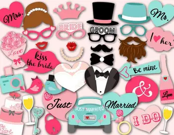 

Happy Wedding Decoration Photo Booth Props DIY Mr Mrs Photobooth Props Photo Accessories Wedding Event Party Supplies