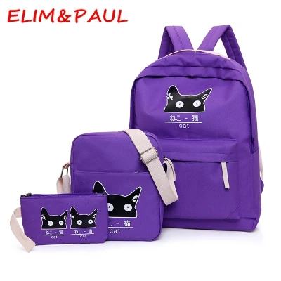 ELIM PAUL Fashion Backpack Shoulder Bag Women Girls Canvas Backpacks Pink Purple Red Blue Green Cute