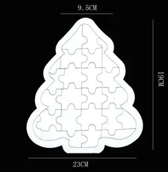 Бесплатная доставка DIY пустой Рождество дерево Форма Бумага пазл может быть печатных и окрашены брызги воды и пигментов