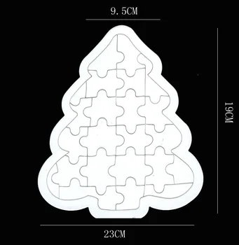 

Free shipping DIY Blank Christmas Tree Shape Paper jigsaw puzzle can be printed and painted with water splashed and pigments.