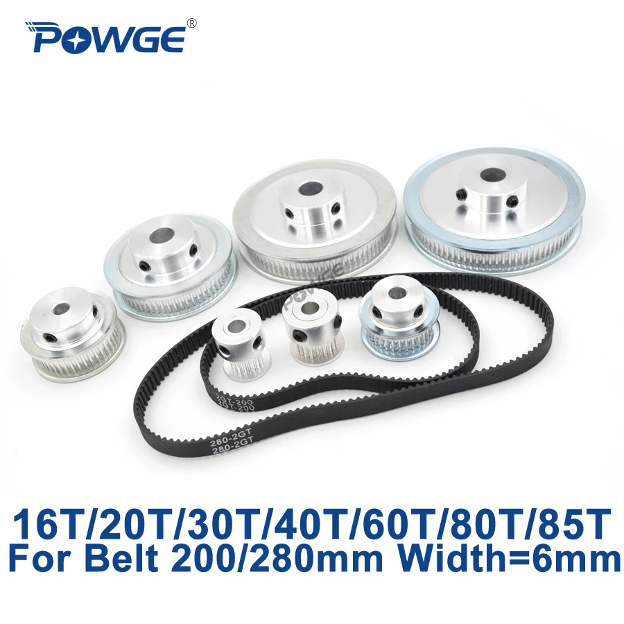 POWGE GT2/2GT Synchronous Pulley Belt Set 16T60T 20T60T 30T60T 40T