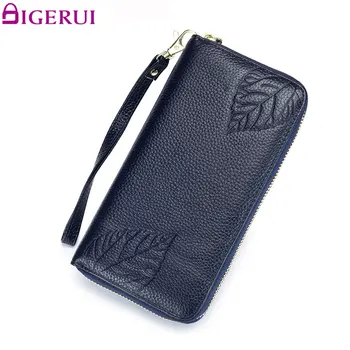 

DIGERUI Genuine Leather Wallet High Quality Fashion Women Cow Leather Wallets Zipper Card Holder Purse A4900