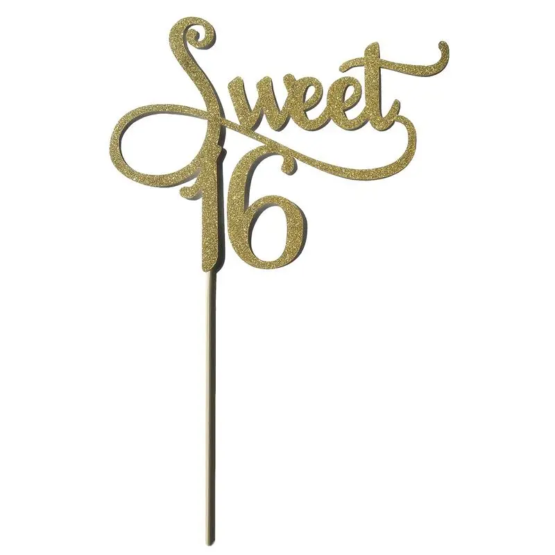 

Practical Boutique Gold Monogram Sweet 16 Cake Topper, 16th Birthday Anniversary Cake Topper For Sweet 16 Party Themes Decorat