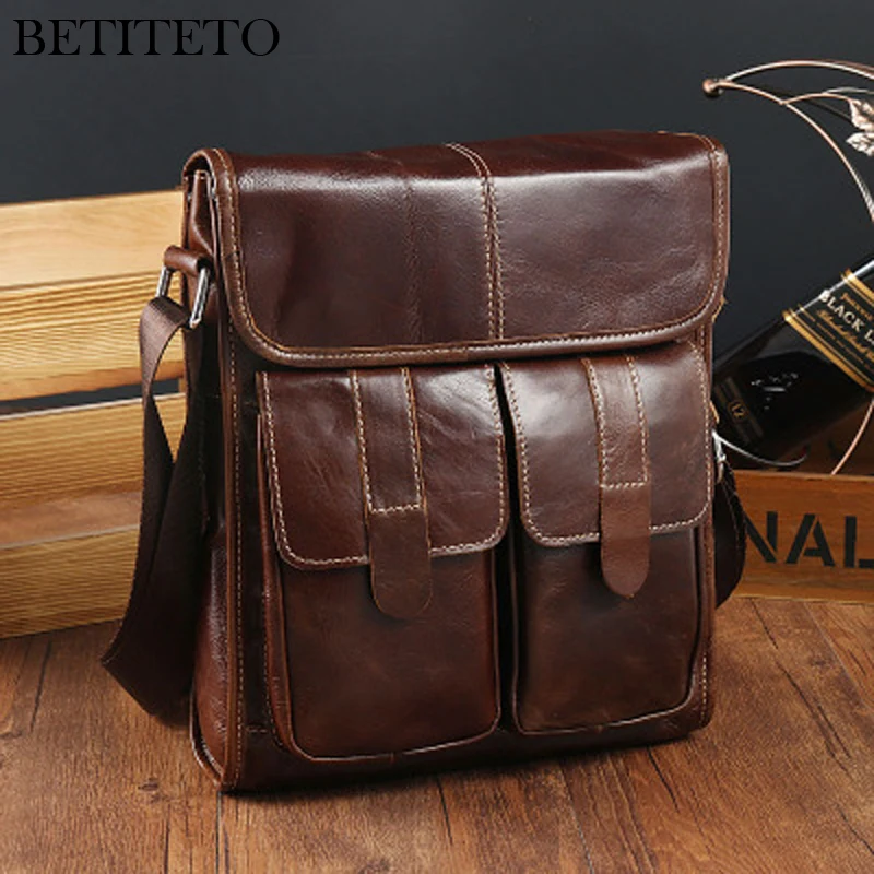 

Betiteto 2018 Genuine Leather Sling Bag Male Shoulder Bag Men HandBag Shopper Sacoche Homme Sac A Main Messenger Bolsos Designer