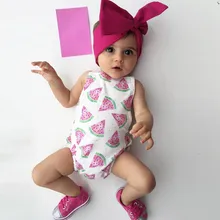 Детские купальники для девочек из полиэстера, Цельный купальник, купальный костюм, бикини, пляжный купальник с арбузом, комбинезон, одежда L0513