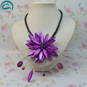 

Unique Pearls jewellery Store Perfect Real Pearl Shell Flower Leather Necklace Wedding Birthday Chirstmas Gift For Women