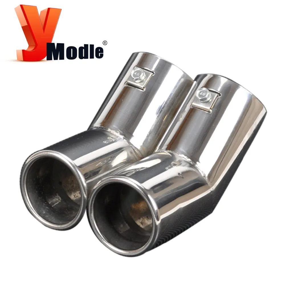 2pcs Chrome Stainless Steel Exhaust Pipe Tail Rear Muffler Tip For VW