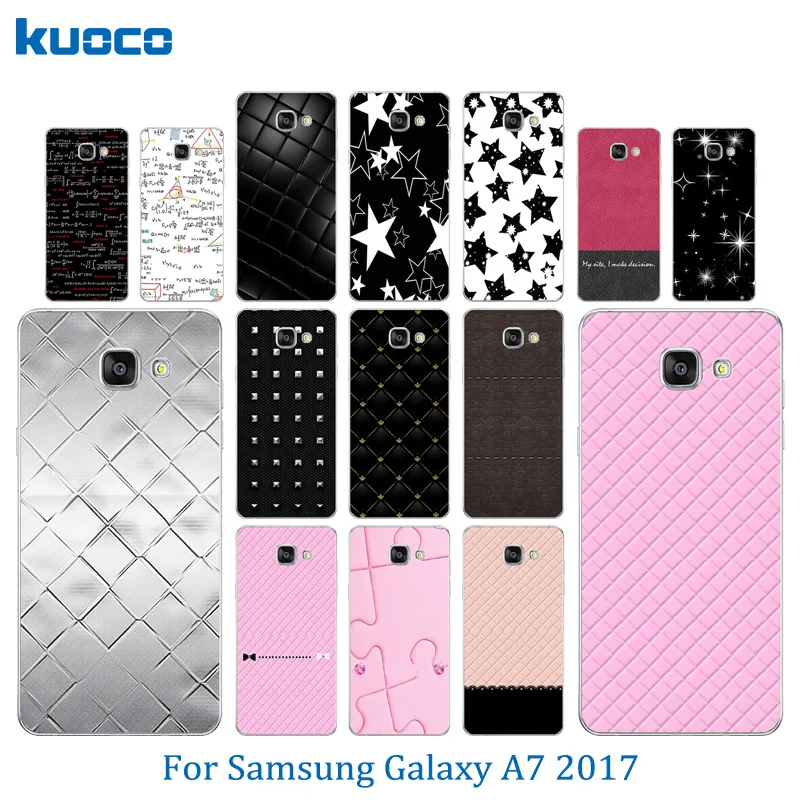 Чехол для телефона Samsung A7 2017 Мягкая силиконовая задняя крышка цветной узор Galaxy A720