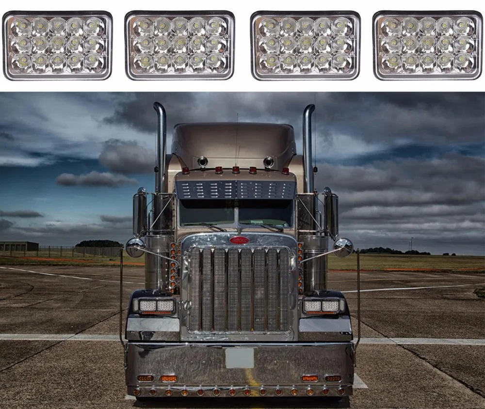 (4) 4x6 &quot45 Вт светодиодный фары для Kenworth Peterbilt Freightliner Новый Бесплатная доставка |