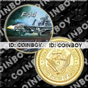 

U.S. NAVY F-14 Tomcat 24K Colorized Printed Challeng Coin