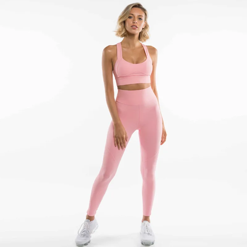 Комплект из 2 предметов для йоги, женская одежда для фитнеса, спортивная одежда, женские леггинсы для спортзала, мягкий бюстгальтер с пуш-ап эффектом, дышащий спортивный костюм для бега