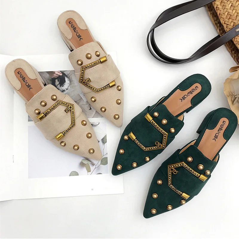 Wellwalk/женские шлепанцы женская обувь с острым носком женские брендовая Fenty | Тапочки -32868398799