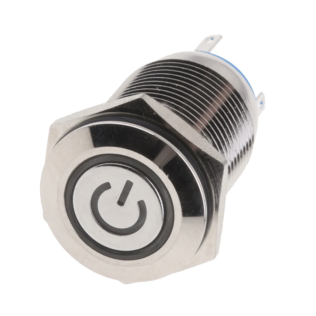 Waterproof Self Locking Latching LED Push Button Switch ON/OFF 16mm Mounting Hole