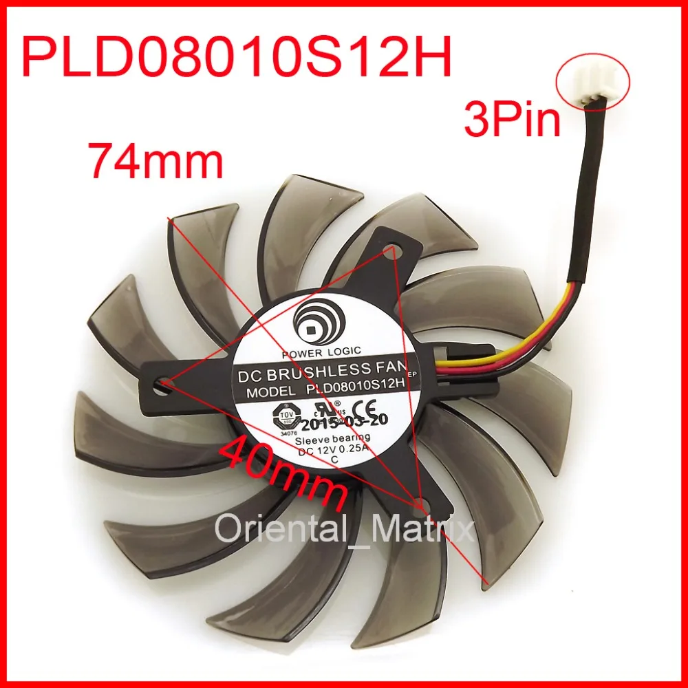 Free Shipping PLD08010S12H DC12V 0.25A 3Pin 74mm 40x40x40mm For GIGABYTE Graphics Card Fan | Компьютеры и офис