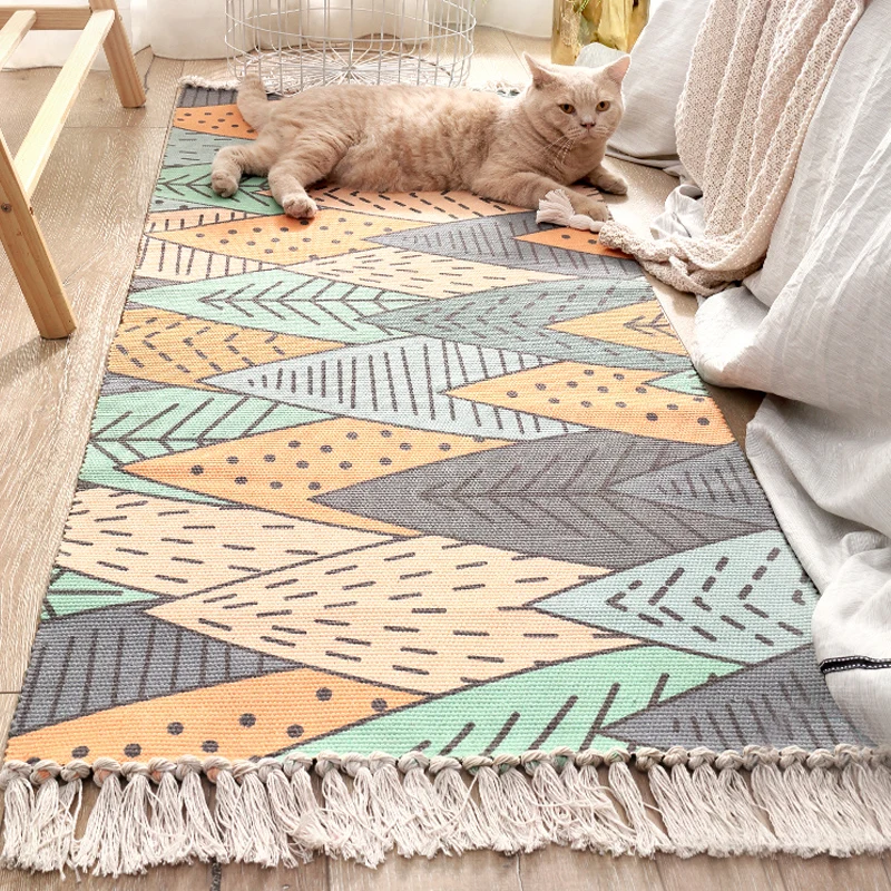 

Cotton Carpet Carpet Cotton Sun Forest Nordic Style Kitchen Decorative Mat Decoration Bedroom Multi Size Home Sofa Mat