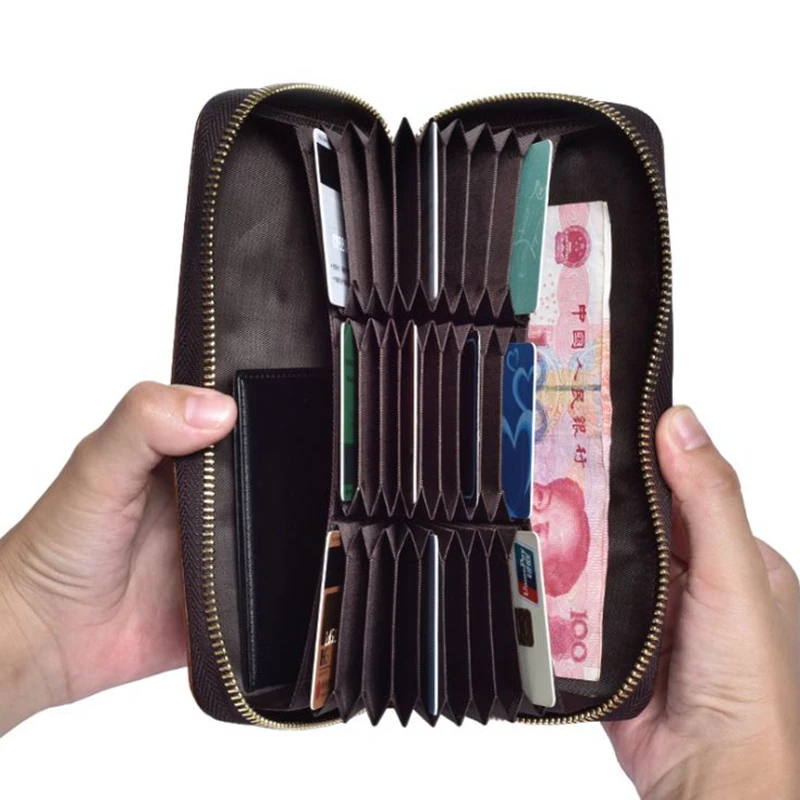 2019 Genuine Cowhide Leather RFID Blocking Anti Theft Wallet for Men