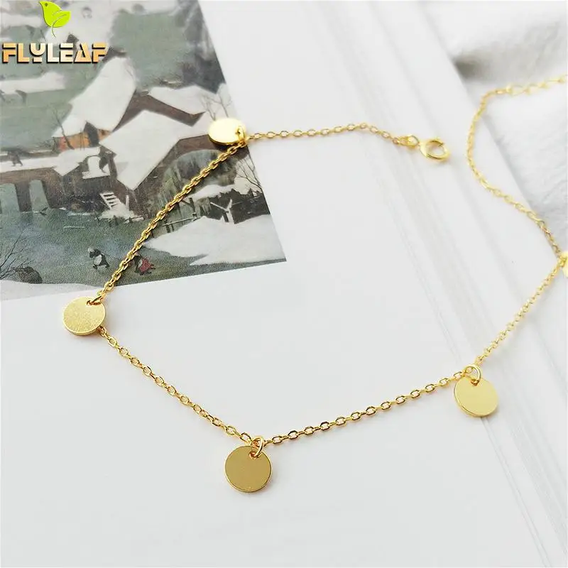 Flyleaf 18k Gold Tassel Round Real 925 Sterling Silver Anklet For Women Fashion Chain Leg Fine Jewelry Anklets On Foot Bracelet Flyleaf 18k Gold Tassel Round Real 925 Sterling Silver Anklet For Women Fashion Chain Leg Fine Jewelry Anklets On Foot Bracelet