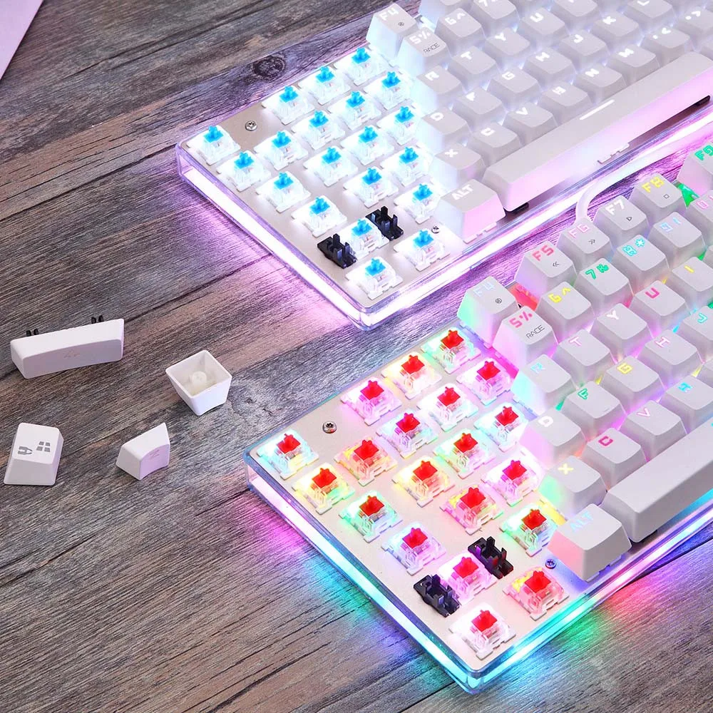 20% игровая белая клавиатура MotoSpeed K87s, цветная подсветка, Usb Проводная игровая клавиатура с подсветкой для compter