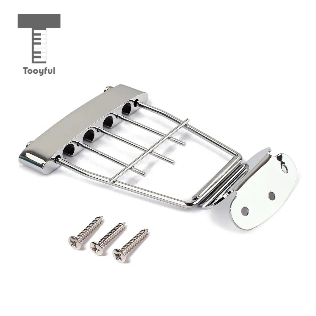 Tooyful Chrome 4 String Trapeze Tailpiece for Archtop Jazz Bass Guitar Parts