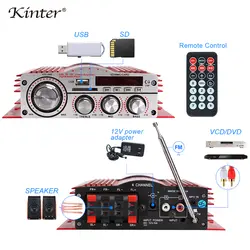 Kinter ма-900 Аудио Усилитель 4.0CH DC12V 30 Вт Поддержка USB SD FM MP3 мини красный алюминиевый корпус использовать В доме Автомобиль Мотоцикл