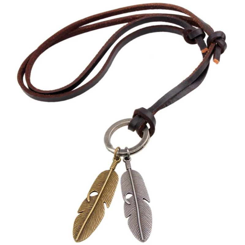 Adjusted Alloy Feather Pieces Mens Punk Jewelry Pendants Necklaces