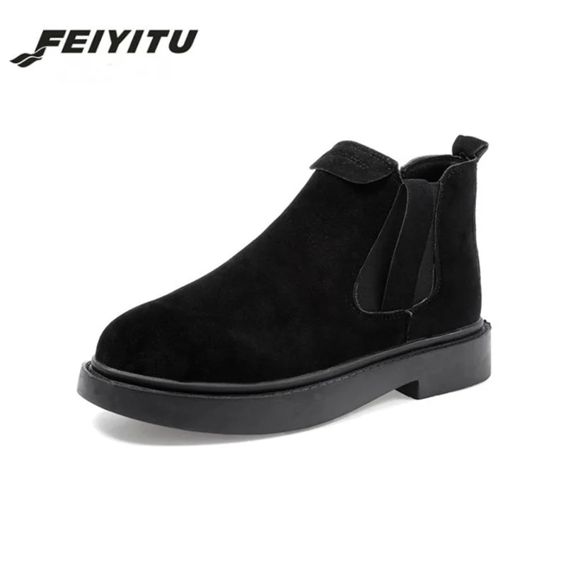 Женские ботильоны feiyitu на плоской подошве женские ботинки из искусственной замши