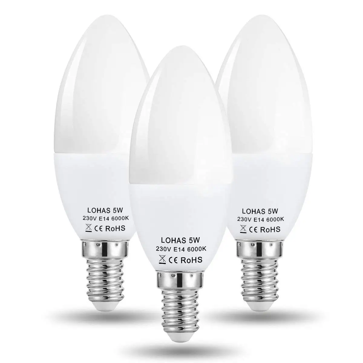 Светодиодный лампочки в форме свечи 45 W накаливания аналог лампы 5 Вт E14 3000/5800 K день белый 450lm Маленький Винт свечи Bulbs-3PACK
