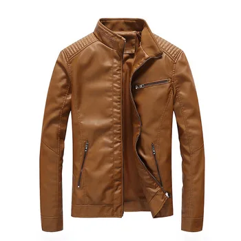

2019 brand motorcycle Leather Jackets Men Autumn Slim Stand Collar Coats Jaqueta Couro Male Bomber Jacket PU Faux Leather Coats