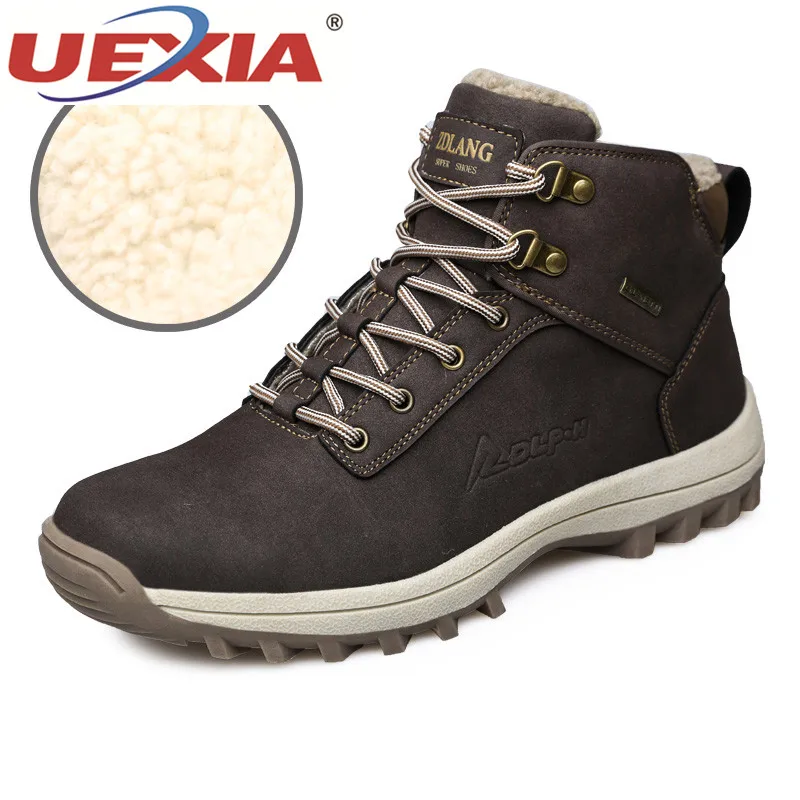 Goede UEXIA 2018 Winter Mannen Martin Laarzen Timber Land Schoenen Tooling Laarzen Veiligheid Werkschoenen Antislip Bont Warm Pluche enkellaarsjes Wandelschoenen