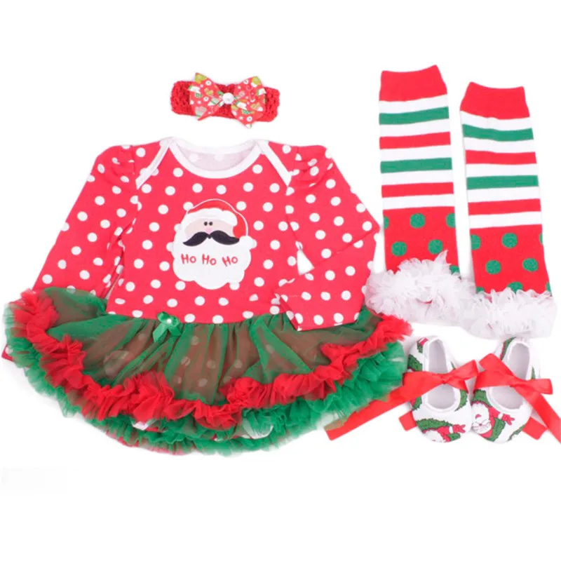 

Christmas Baby Clothes Santa Claus Baby Girl Clothing Infant 4PCS Set Outfits Suit Bebe Birthday Paty Costumes Vestido Boutique