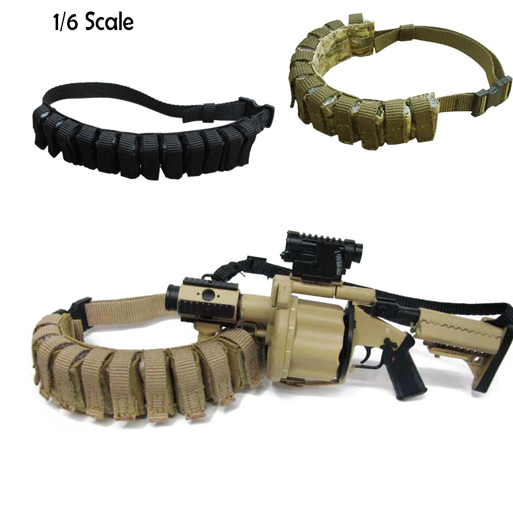 Adjustable Length Cloth 1/6 Scale Bandolier Cartridge Belt 12 Shells