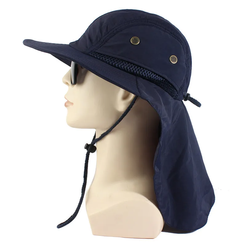 Sun Hat Summer Bucket Men Women Boonie With Neck Flap Outdoor UV Protection Large Wide Brim Hiking Fishing Mesh Breathable