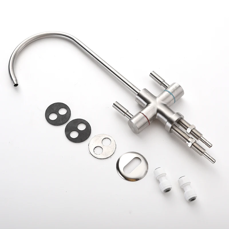 

Household water purifier faucet kitchen 2 points straight drinking water faucet RO pure water machine filter Double taps
