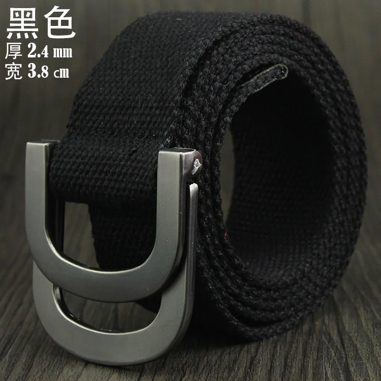 Male&Female Military Tactical Belt High Quality 2.5 mm Thick Solid color Canvas Belt for Men&Women Double Buckle 115cm Length - Цвет: black